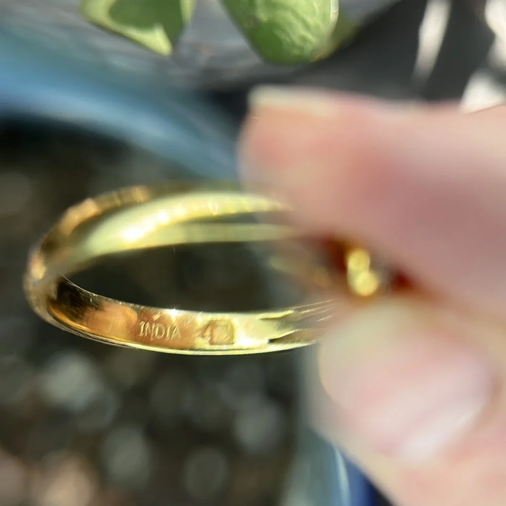 STS JEWELRY WHITE DIAMOND CHIP RING STERLING SILVER WITH GOLD VERMEIL SIZE 11